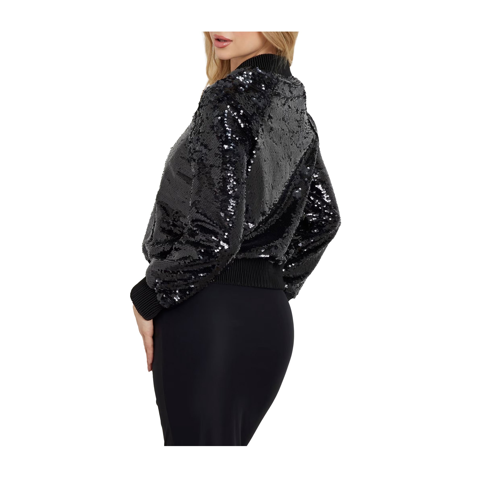 Guess Bomber Donna con paillettes Nero