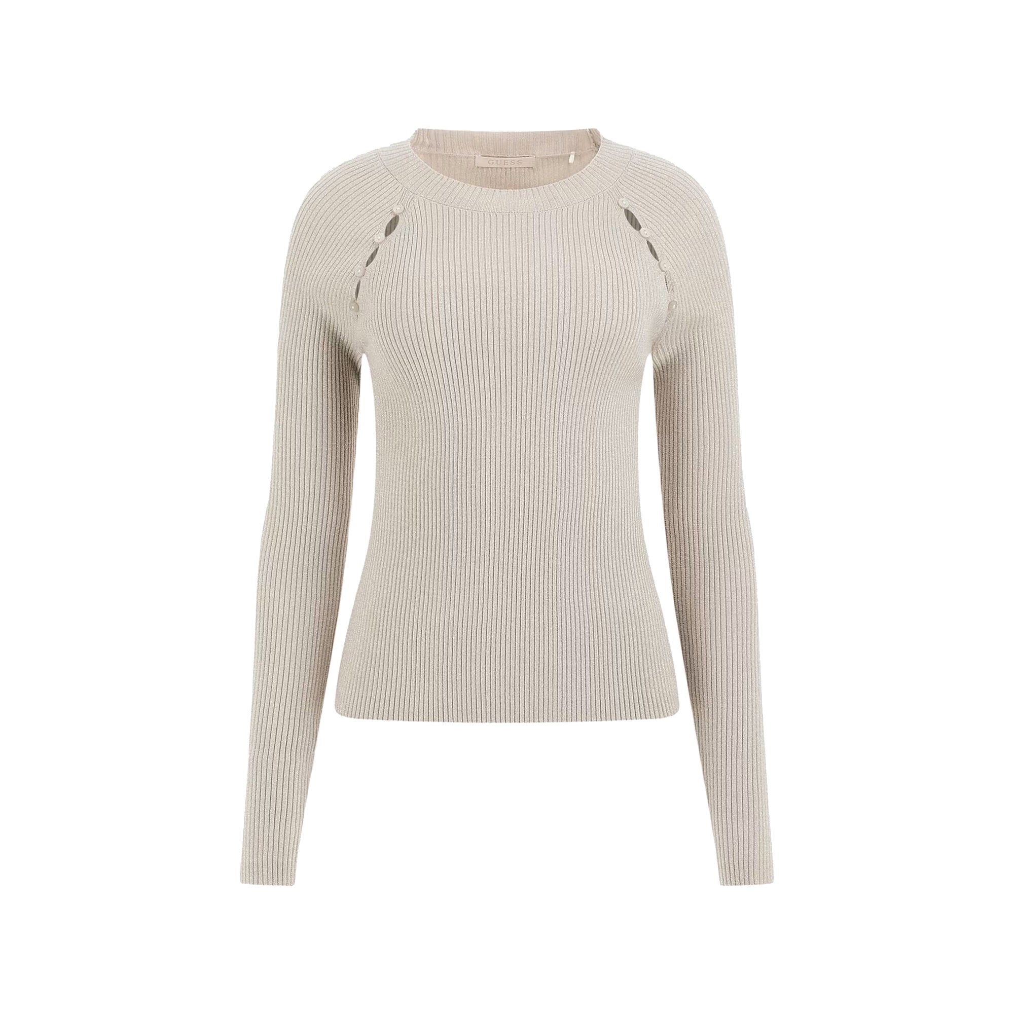 Guess Maglione Donna slim a costine Grigio chiaro