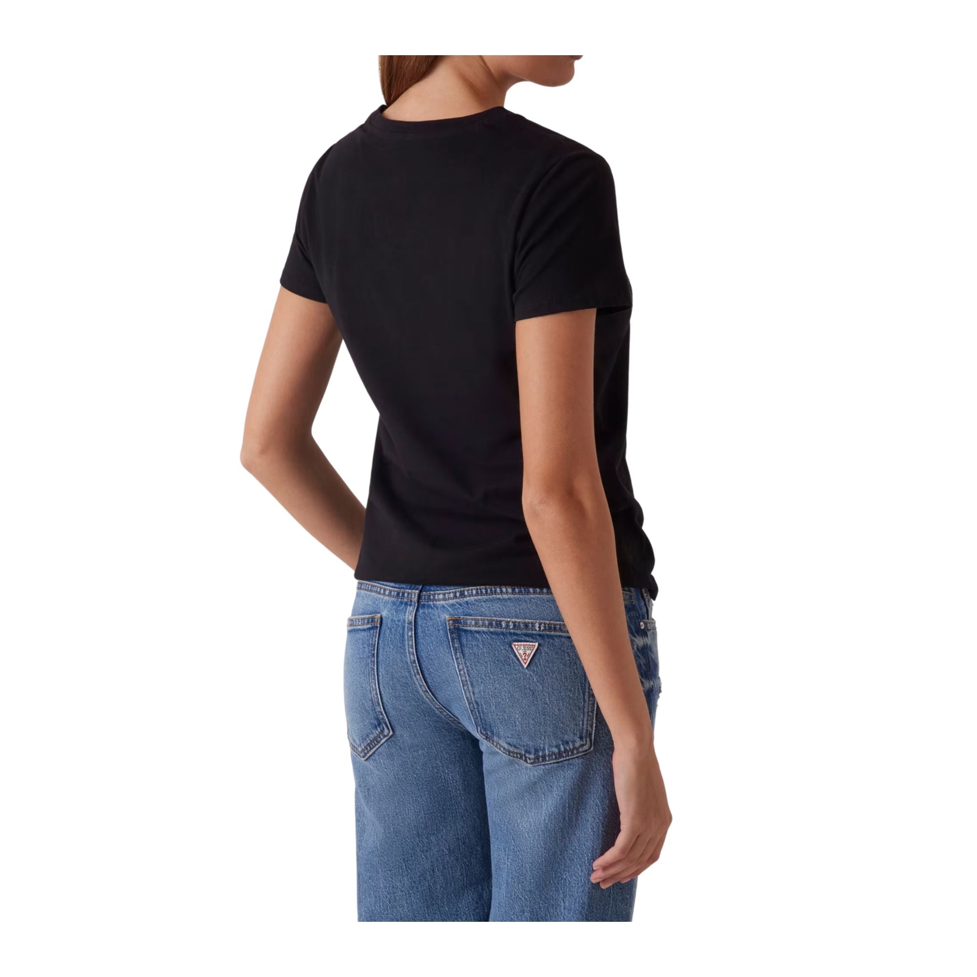 T-shirt Donna in cotone, con logo in pizzo tono su tono