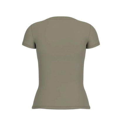 T-shirt Donna slim, con stampa e strass frontali