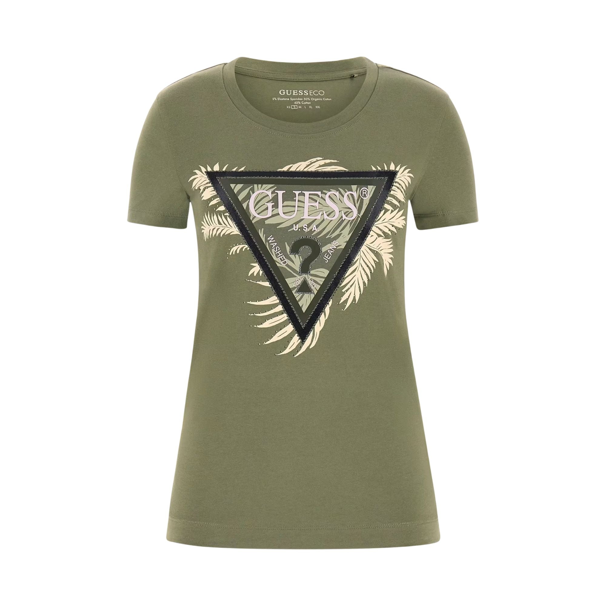 T-shirt Uomo in cotone elasticizzato, con maxi stampa Triangle Palm frontale