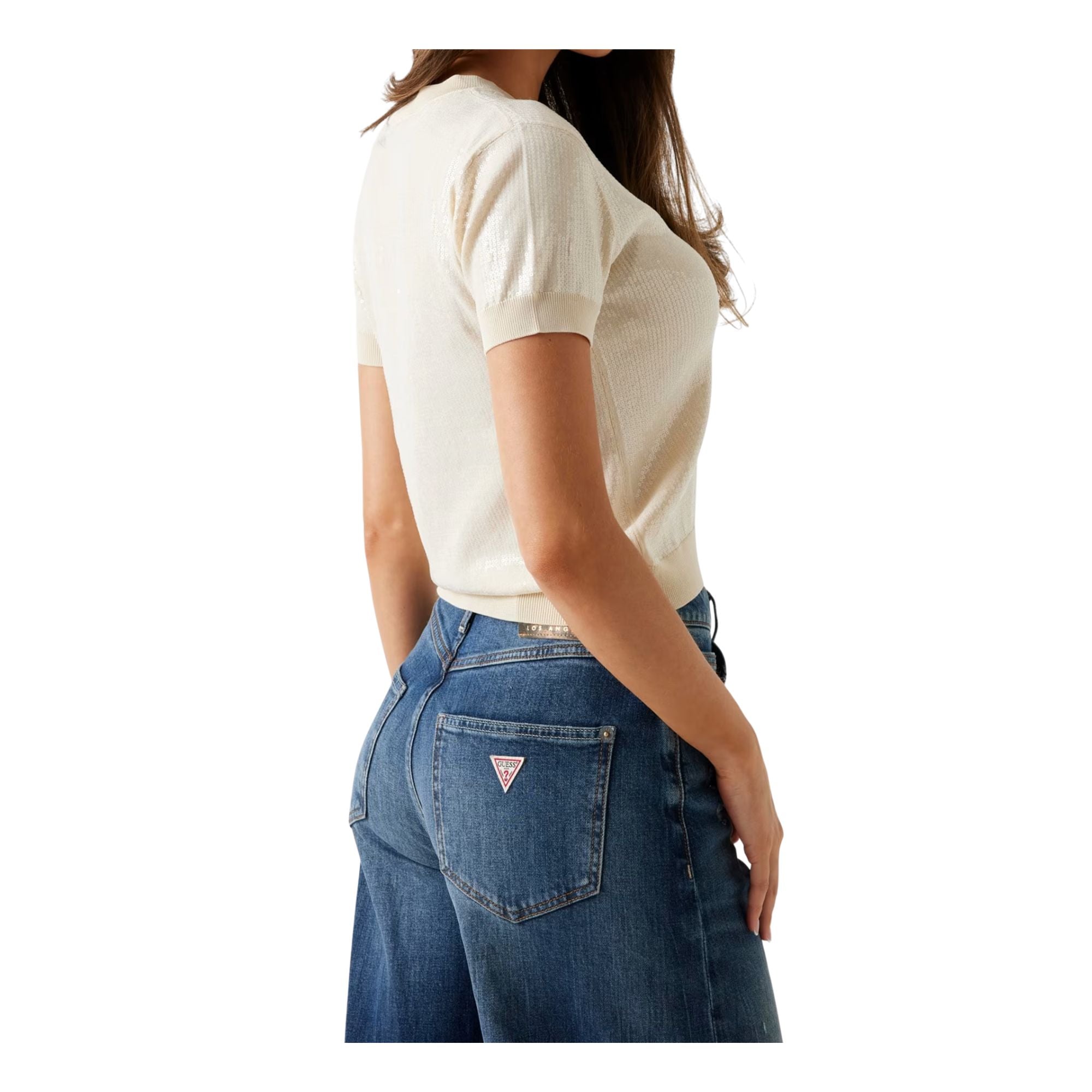 Maglia Donna a girocollo, in viscosa, con paillettes