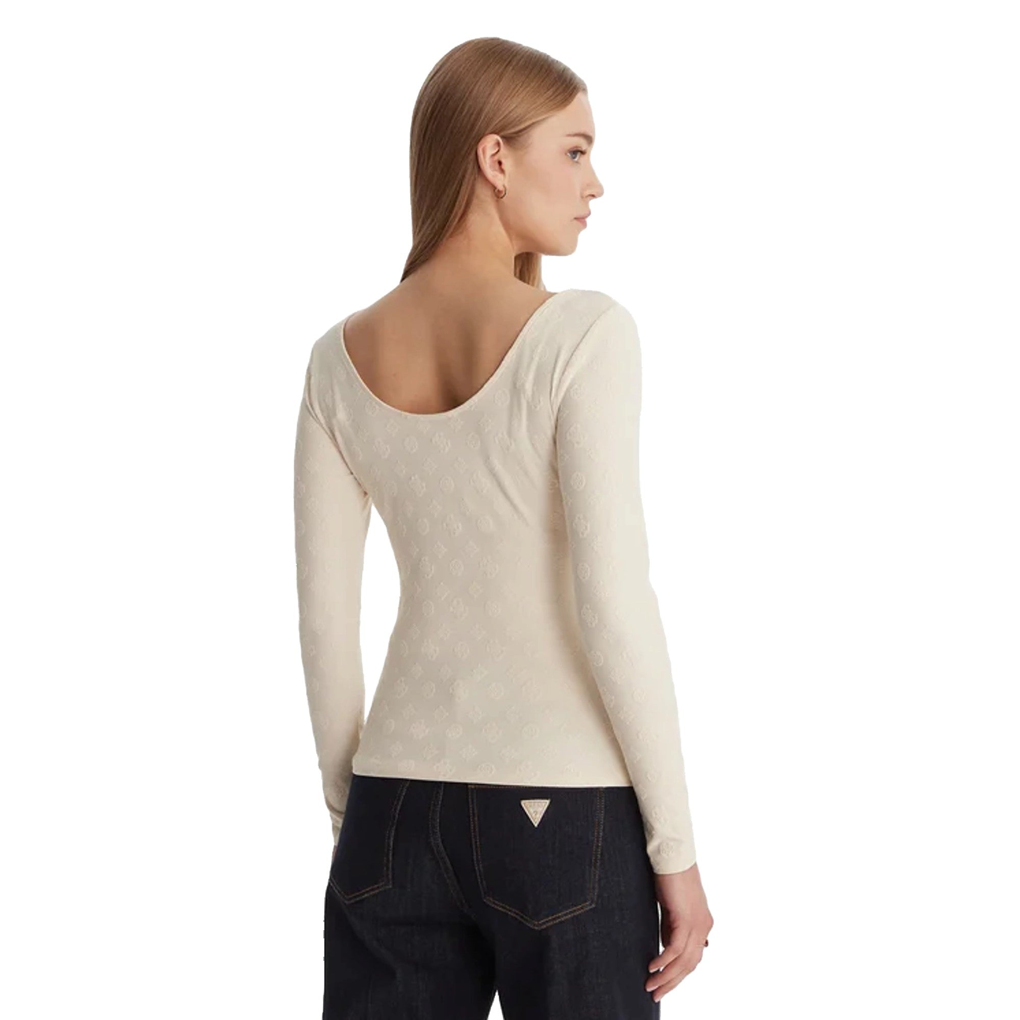 GUESS Top Jersey Maniche Lunghe Logo All Over