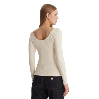 GUESS Top Jersey Maniche Lunghe Logo All Over