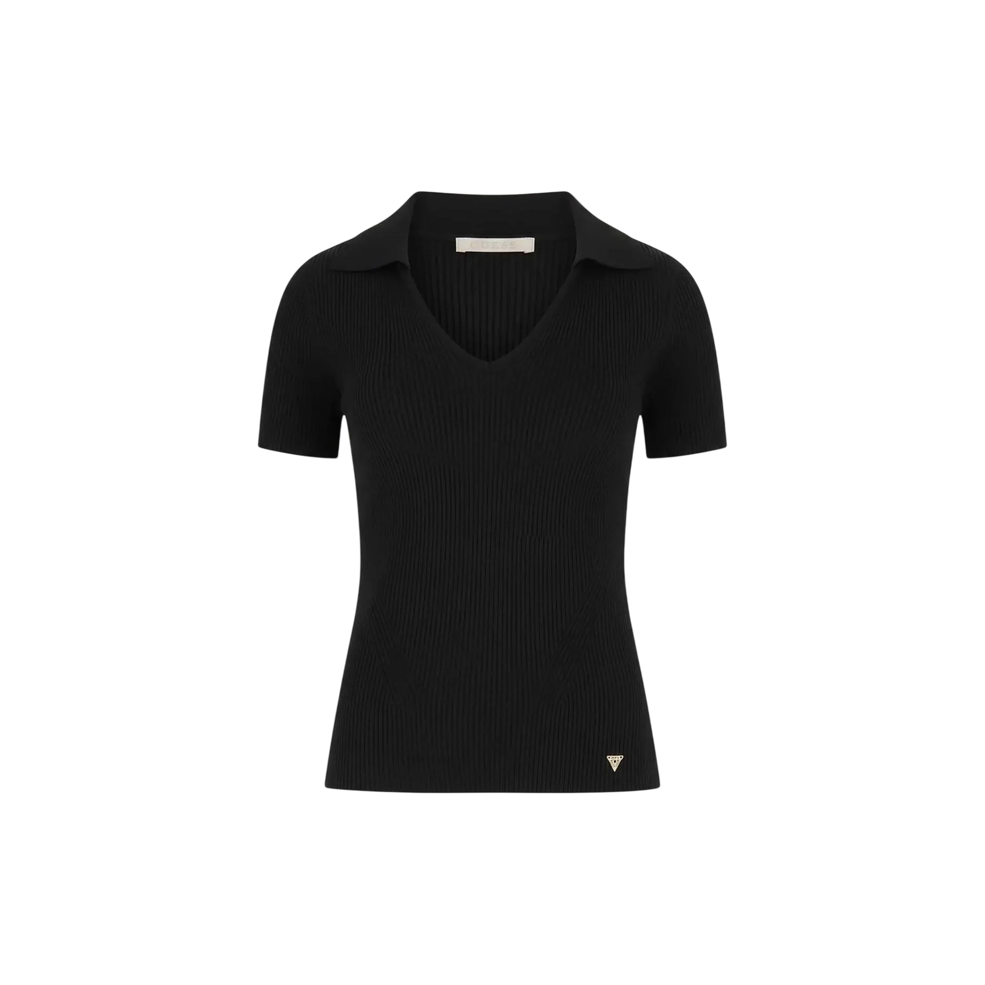 Maglia Donna in cotone, con colletto a polo e scollo a V 