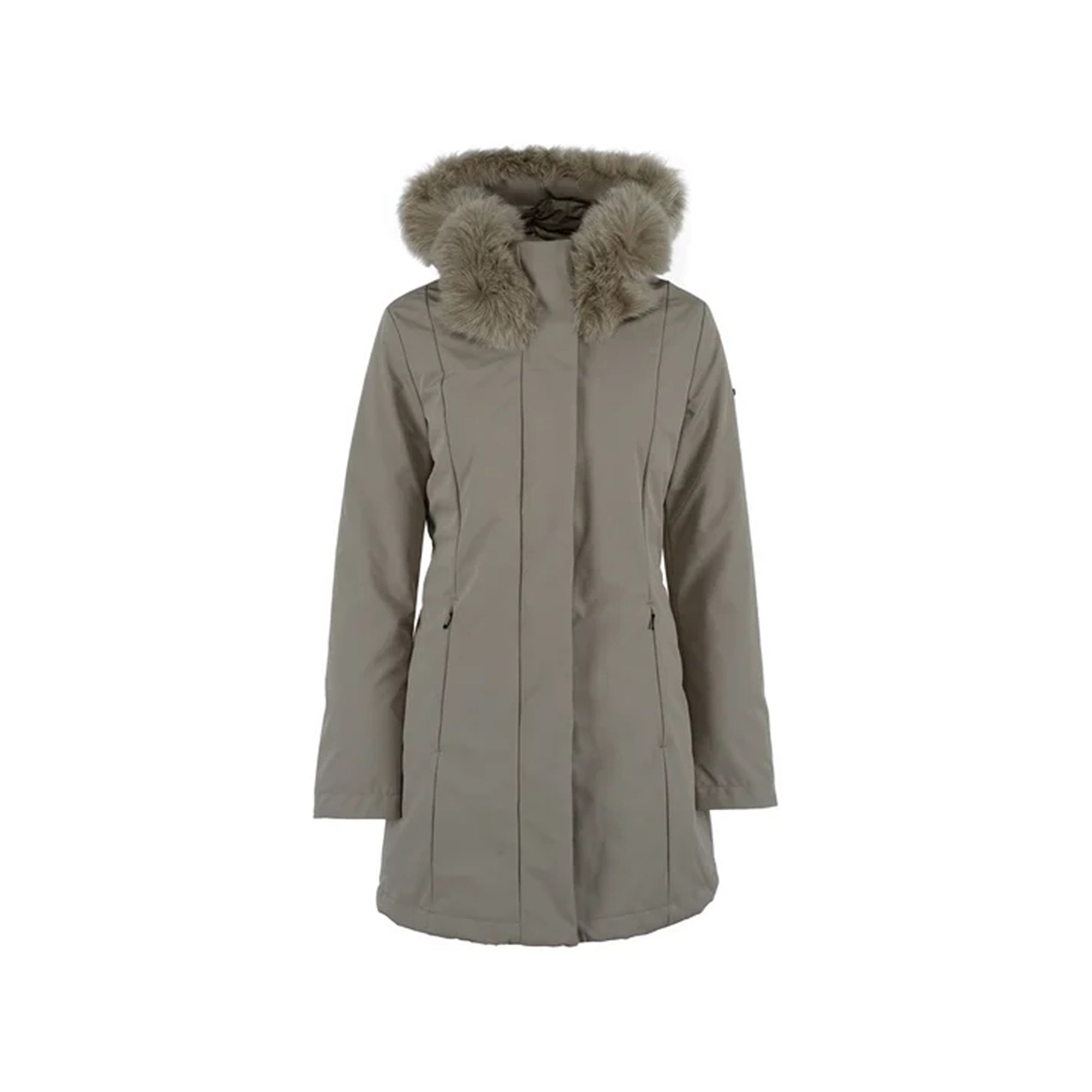 Parka Donna lungo Beige con pelliccia ton sur ton