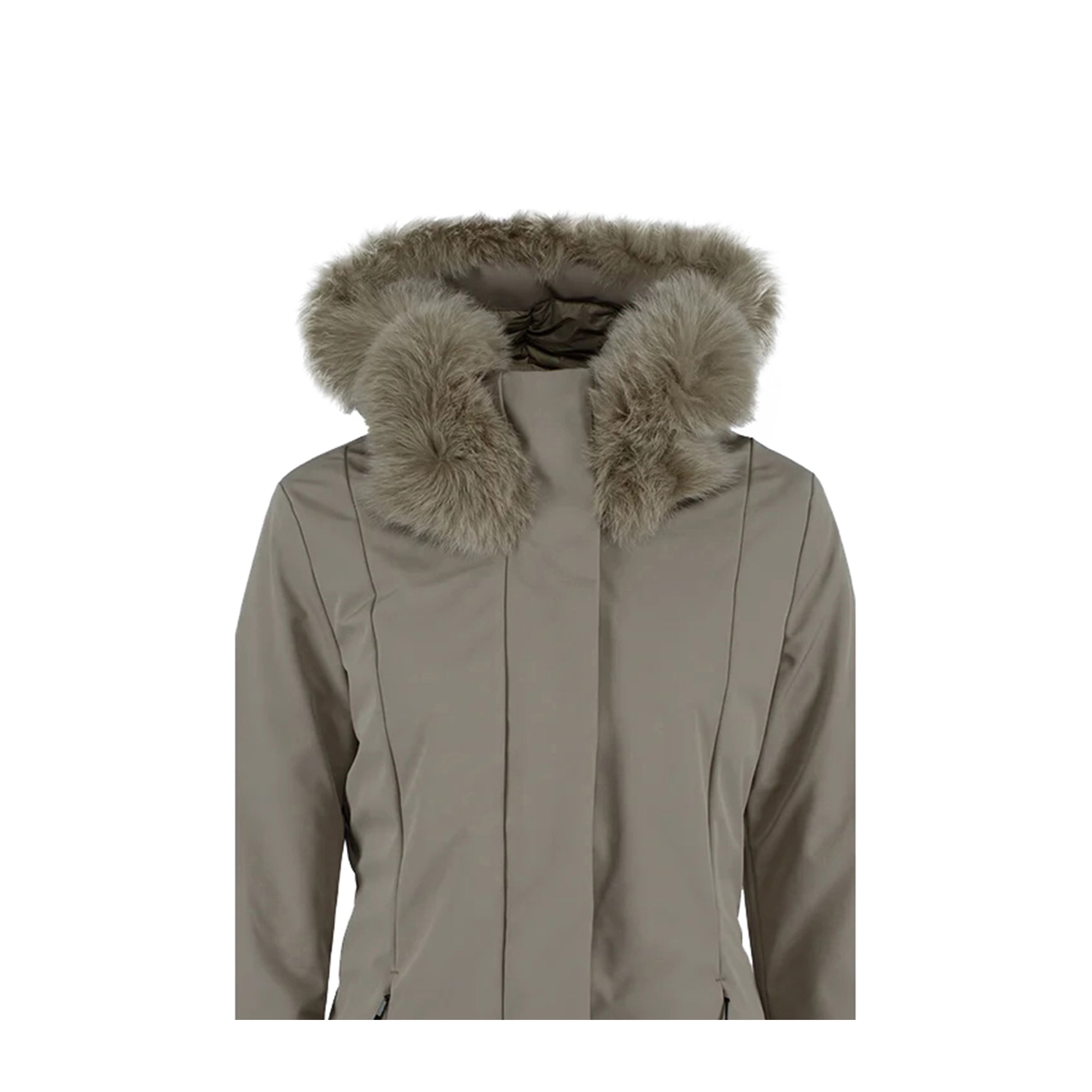 Parka Donna lungo Beige con pelliccia ton sur ton