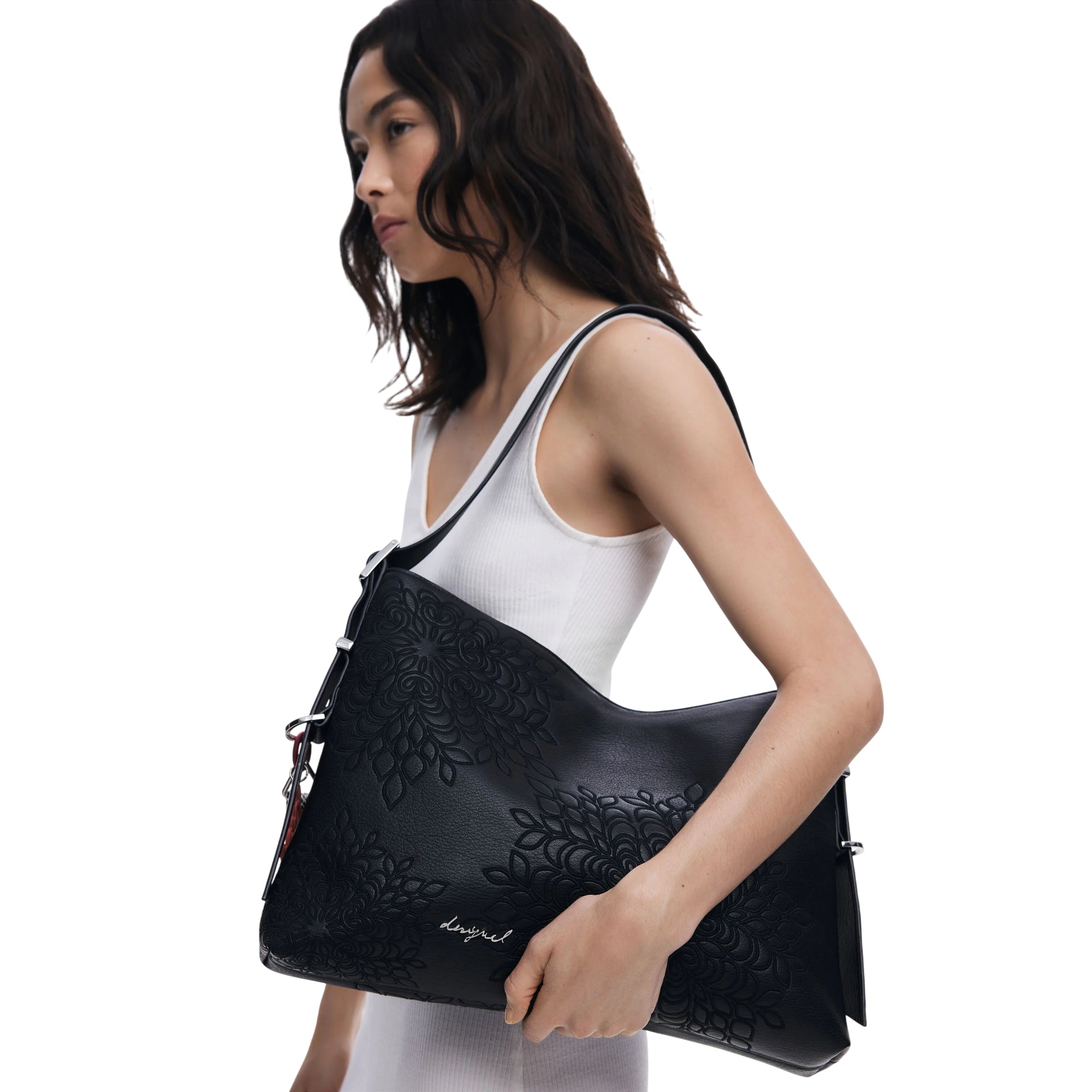 Borsa Donna a spalla, con chiusura zip e portachiavi