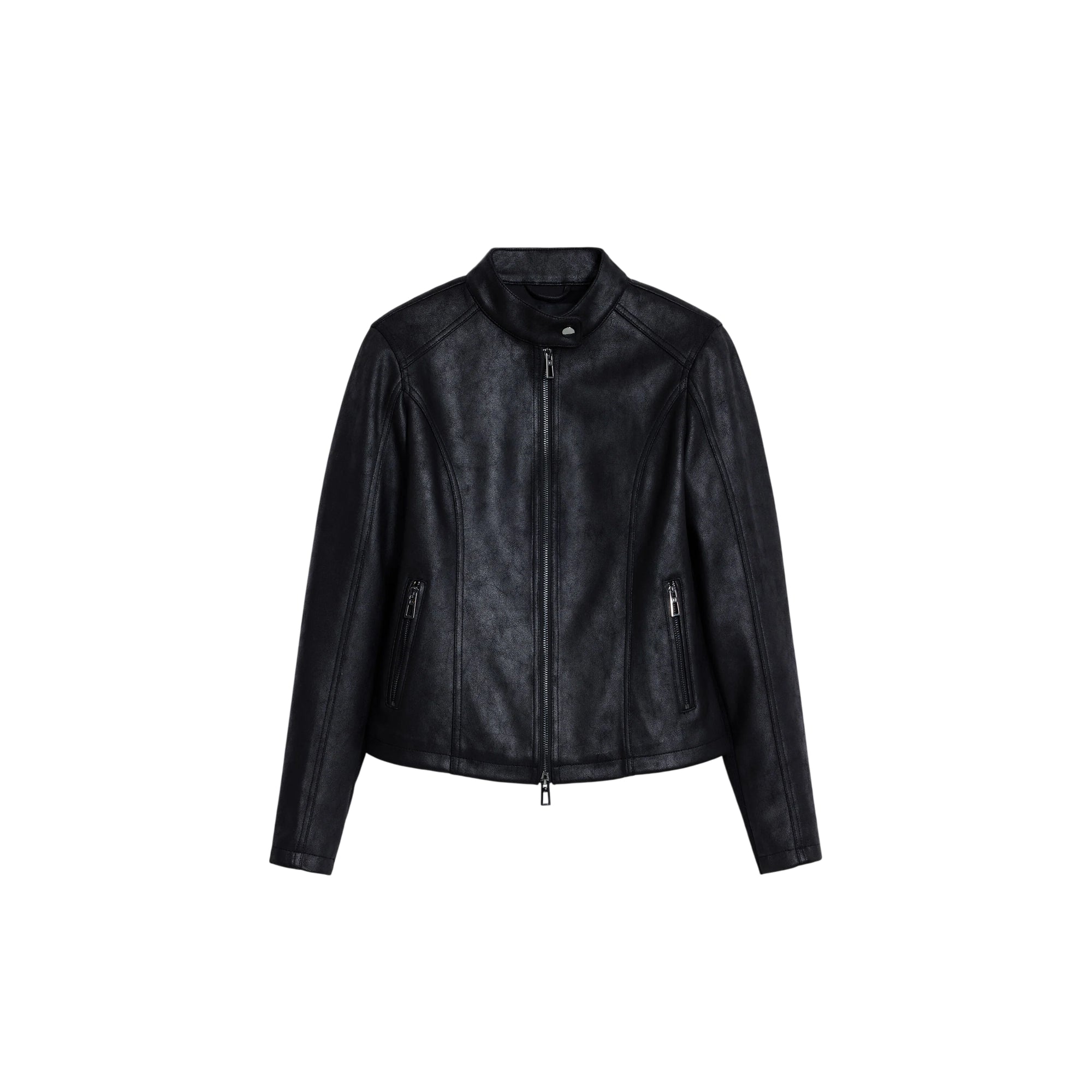 Giacca Donna Nera, con chiusura zip frontale e tasche 