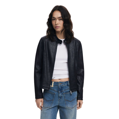 Giacca Donna Nera, con chiusura zip frontale e tasche 