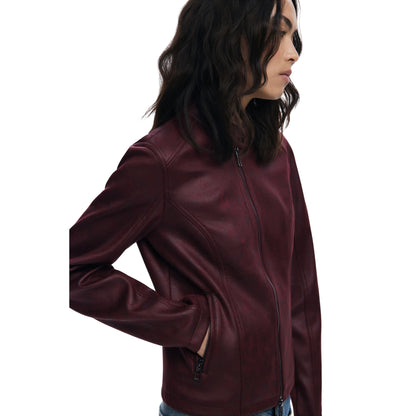 Giacca Donna Bordeaux, con chiusura zip frontale
