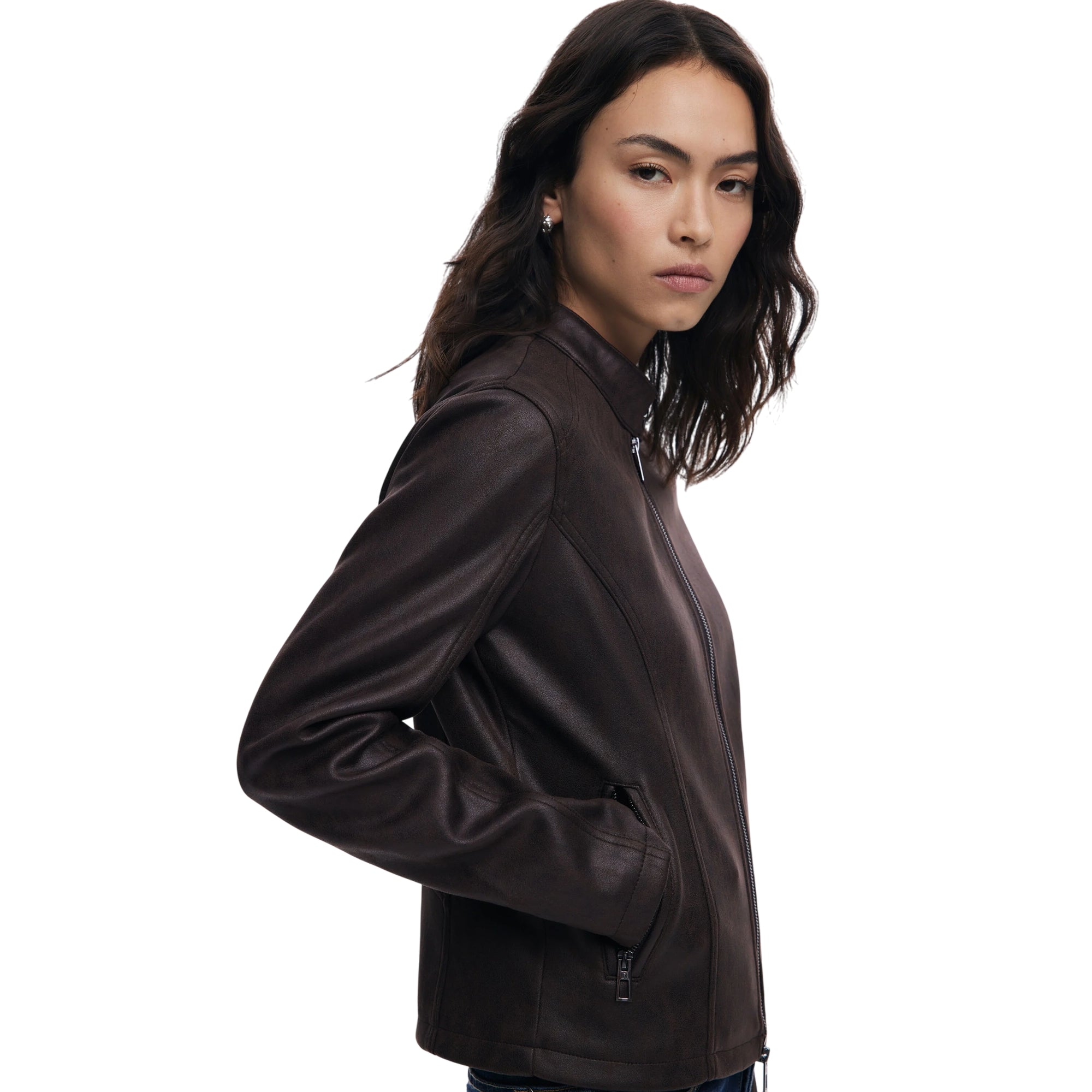 Giacca Donna Marrone, con chiusura zip