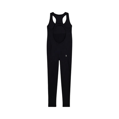 Tuta jumpsuit seamless Donna con schiena scoperta nera
