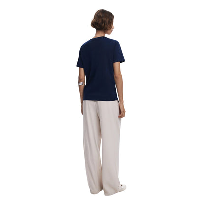 T-shirt Donna Blu, con una scollatura a V e grafica con vaso