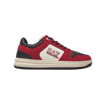 EA7 Sneakers Uomo in pelle e suede Rosso con logo