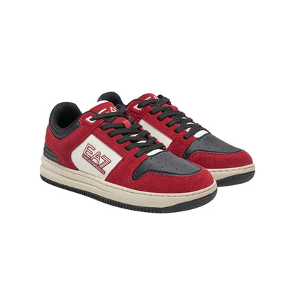 EA7 Sneakers Uomo in pelle e suede Rosso con logo