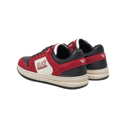 EA7 Sneakers Uomo in pelle e suede Rosso con logo