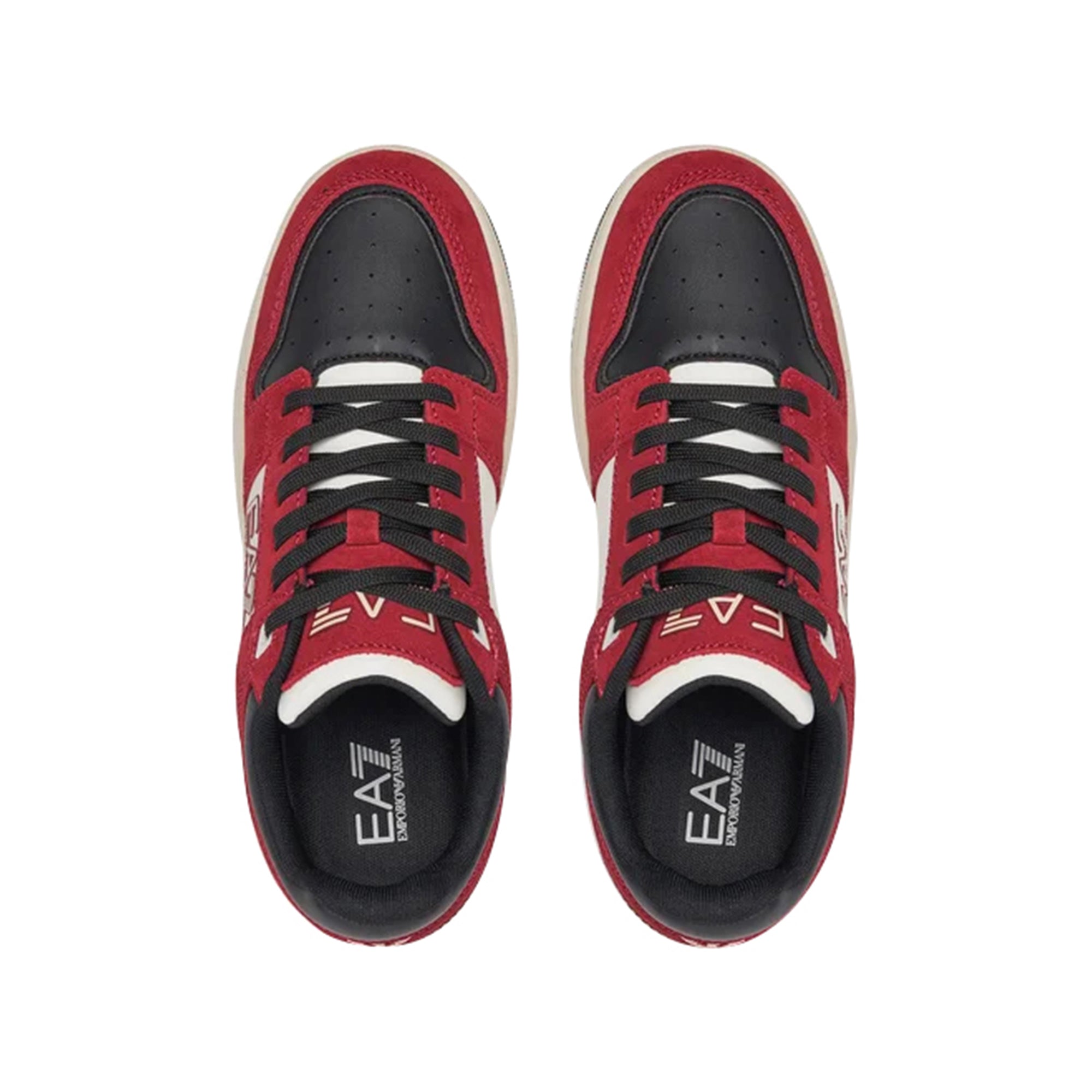 EA7 Sneakers Uomo in pelle e suede Rosso con logo