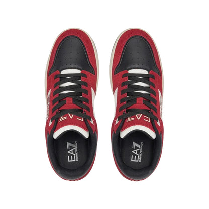 EA7 Sneakers Uomo in pelle e suede Rosso con logo