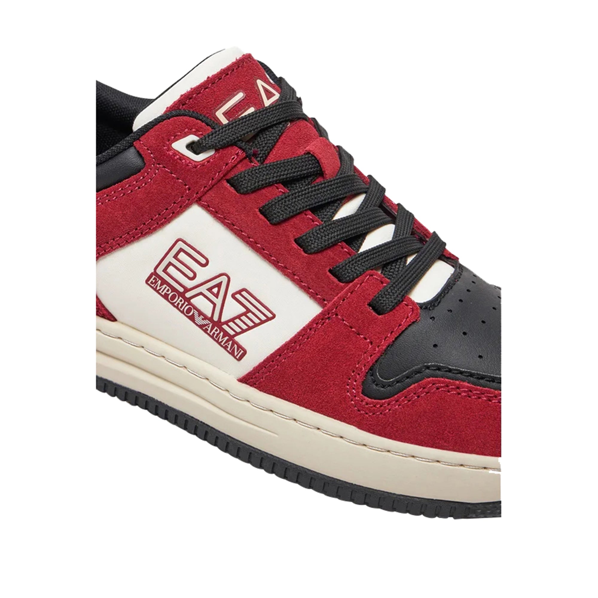 EA7 Sneakers Uomo in pelle e suede Rosso con logo