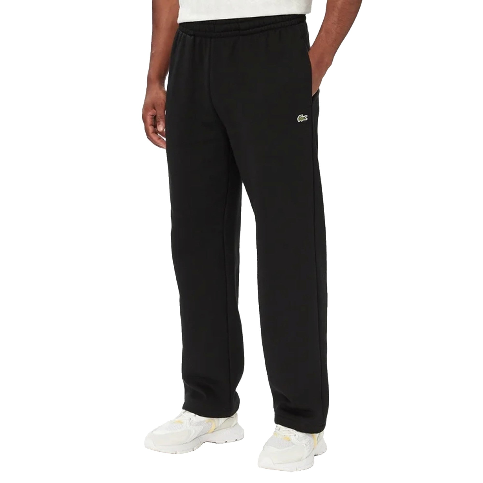 Pantalone Uomo Nero a tinta unita, in misto cotone, dal fit morbido