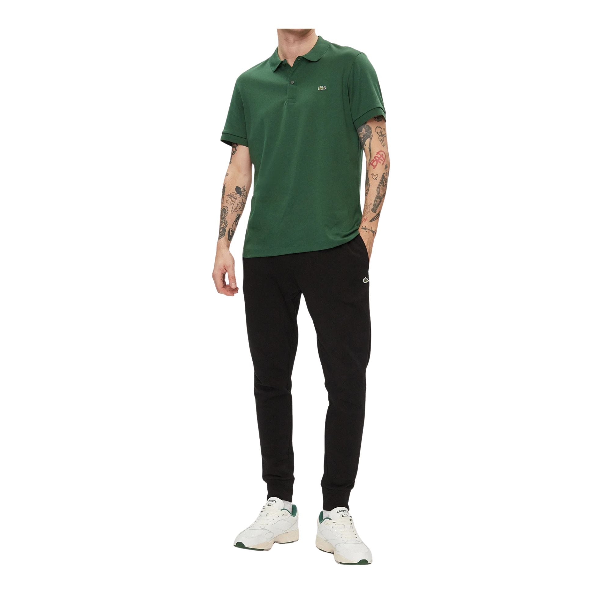 Pantalone Uomo Nero con elastico in vita, in cotone tinta unita