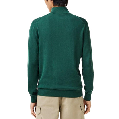 Maglione Uomo Verde in cotone con zip 1/4 modello retro