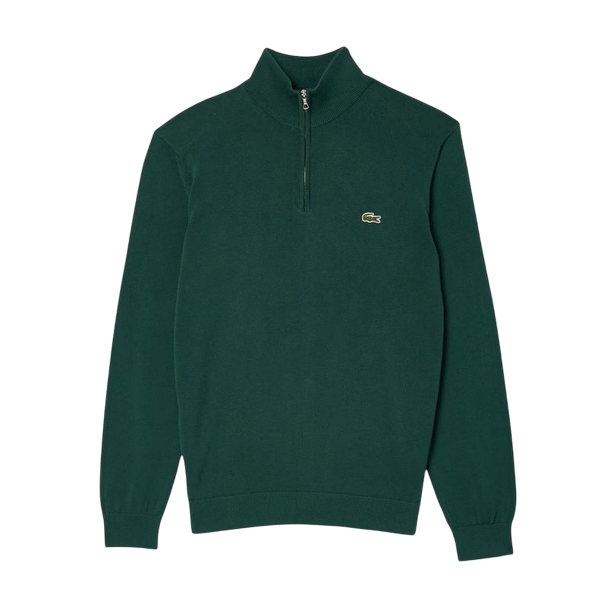 Maglione Uomo Verde in cotone con zip 1/4