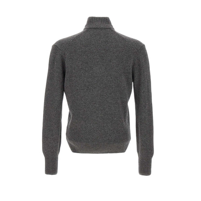 Maglione a collo alto in lana cardata con grigio retro