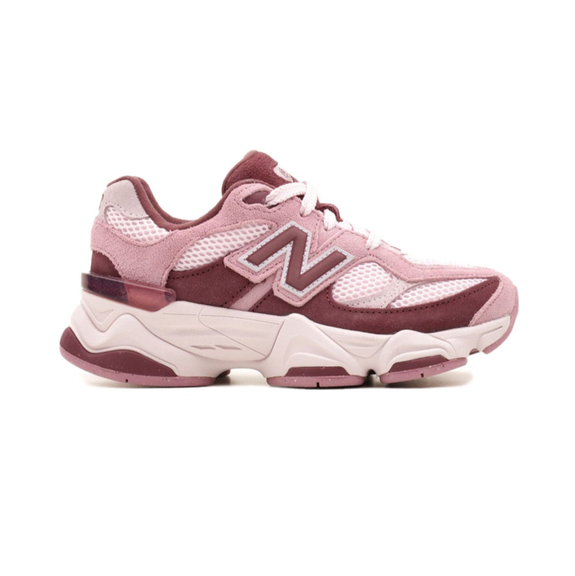 Sneakers Junior Basse 9060 Rosa, traspiranti, con logo laterale