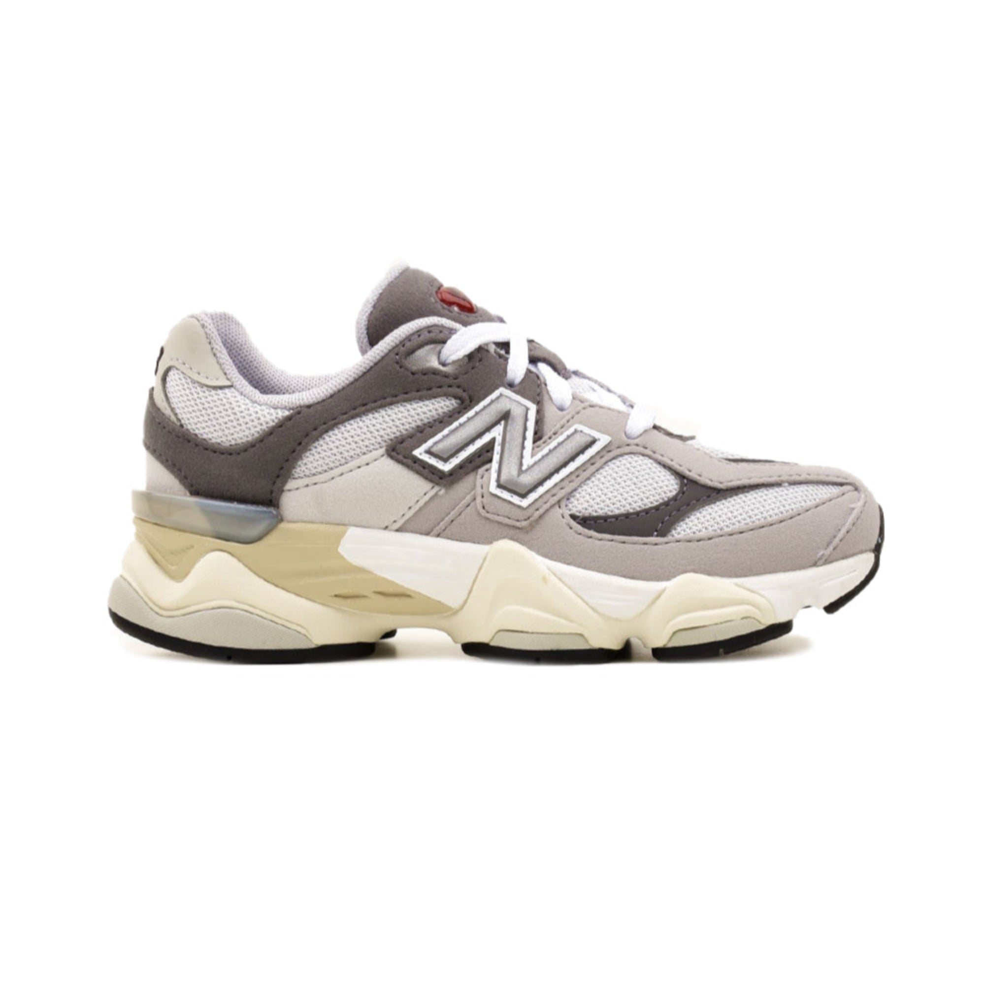 Sneakers Junior Basse 9060 Grigie, traspiranti, con logo laterale 