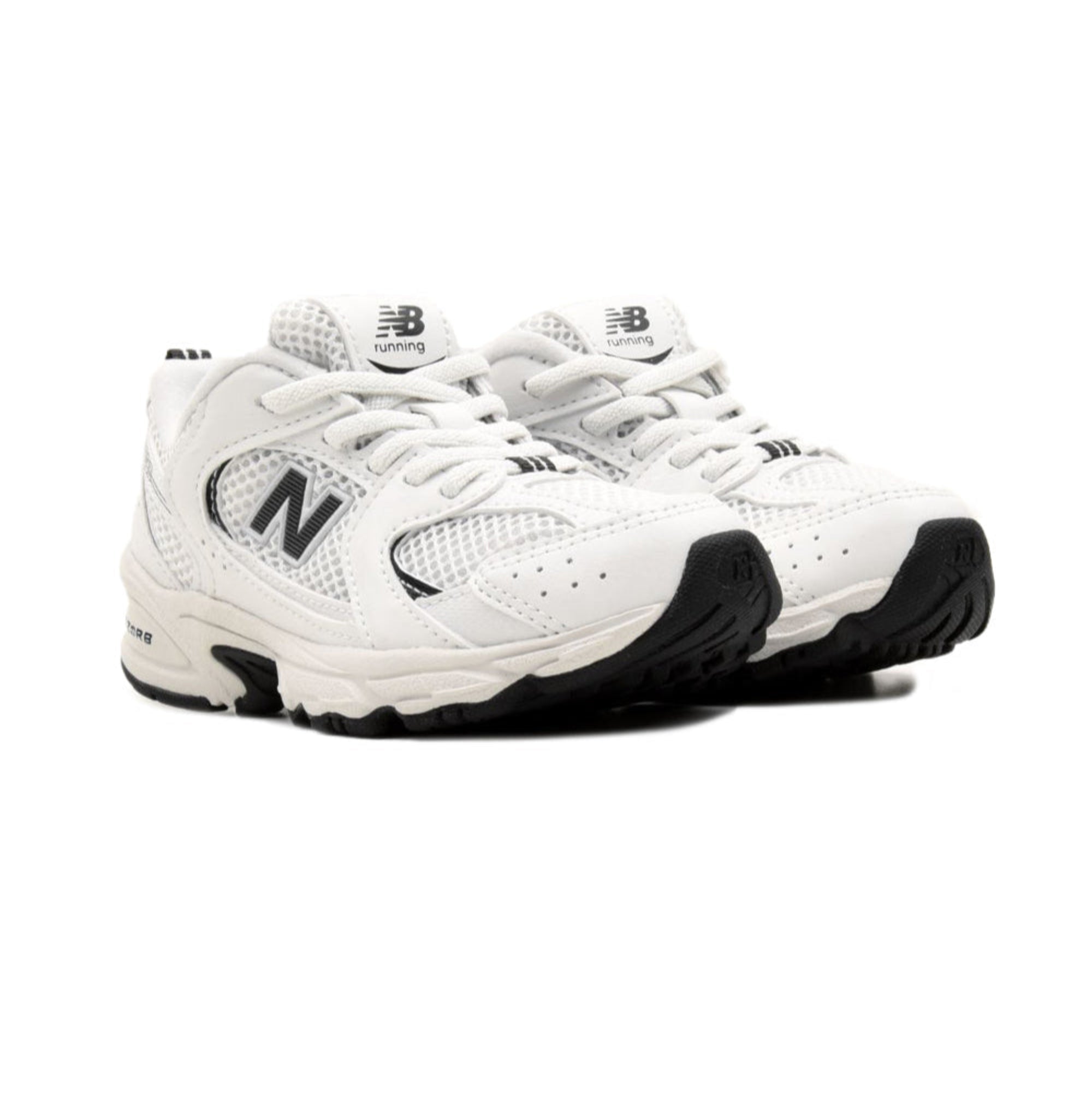 Sneakers Junior 530 Bianco/Nera, con lacci e suola in gomma