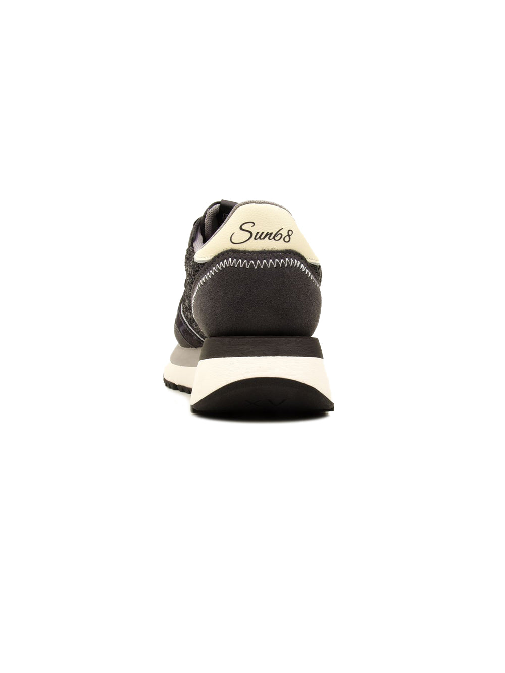 Sneaker Donna Big Ally Glitter Nera, con inserto animalier e suola in gomma