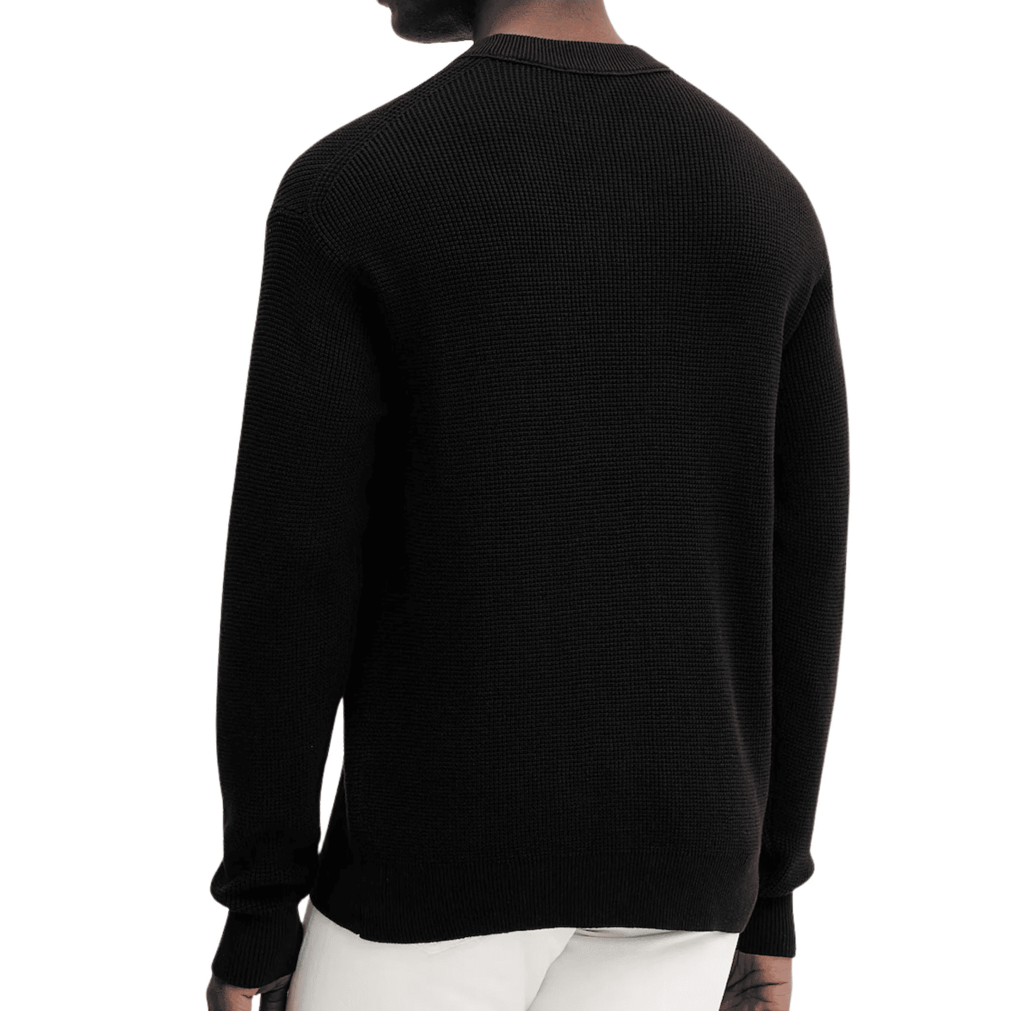 Maglia Uomo in cotone waffel Nero retro