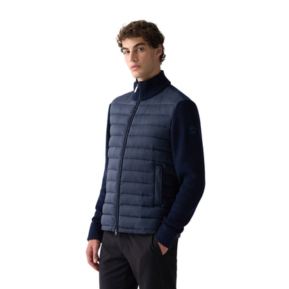 Giubbino Uomo con maniche in maglia Blu modello frontale