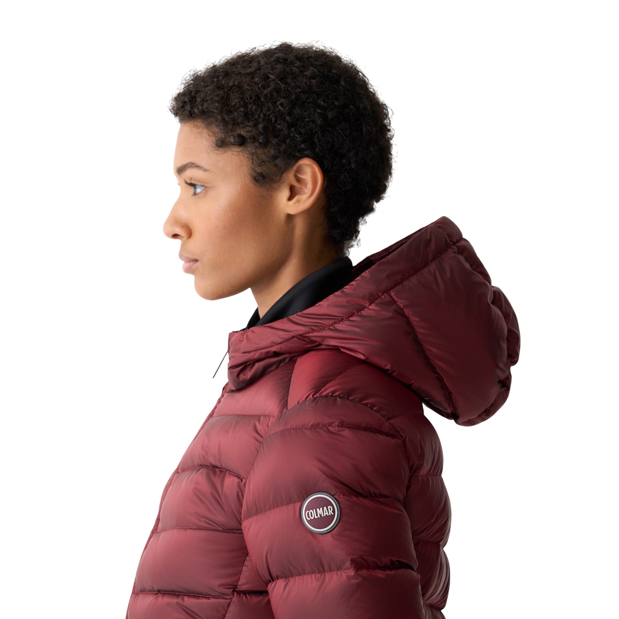 Piumino Donna corto impunture oblique dettaglio