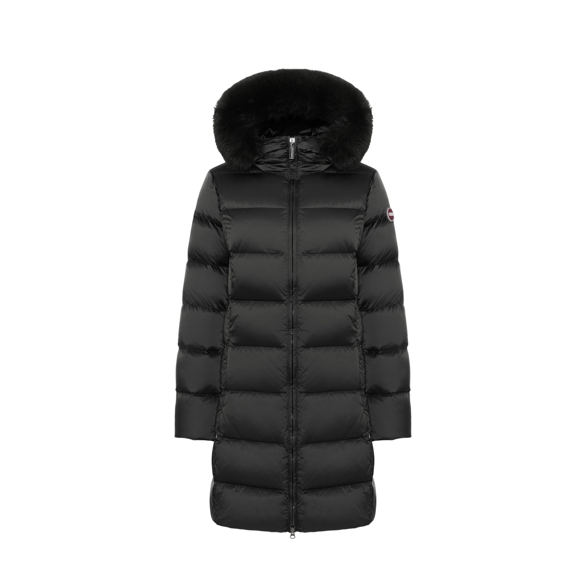 Piumino Donna Lungo Cappuccio e Pelliccia Nero