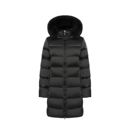 Piumino Donna Lungo Cappuccio e Pelliccia Nero
