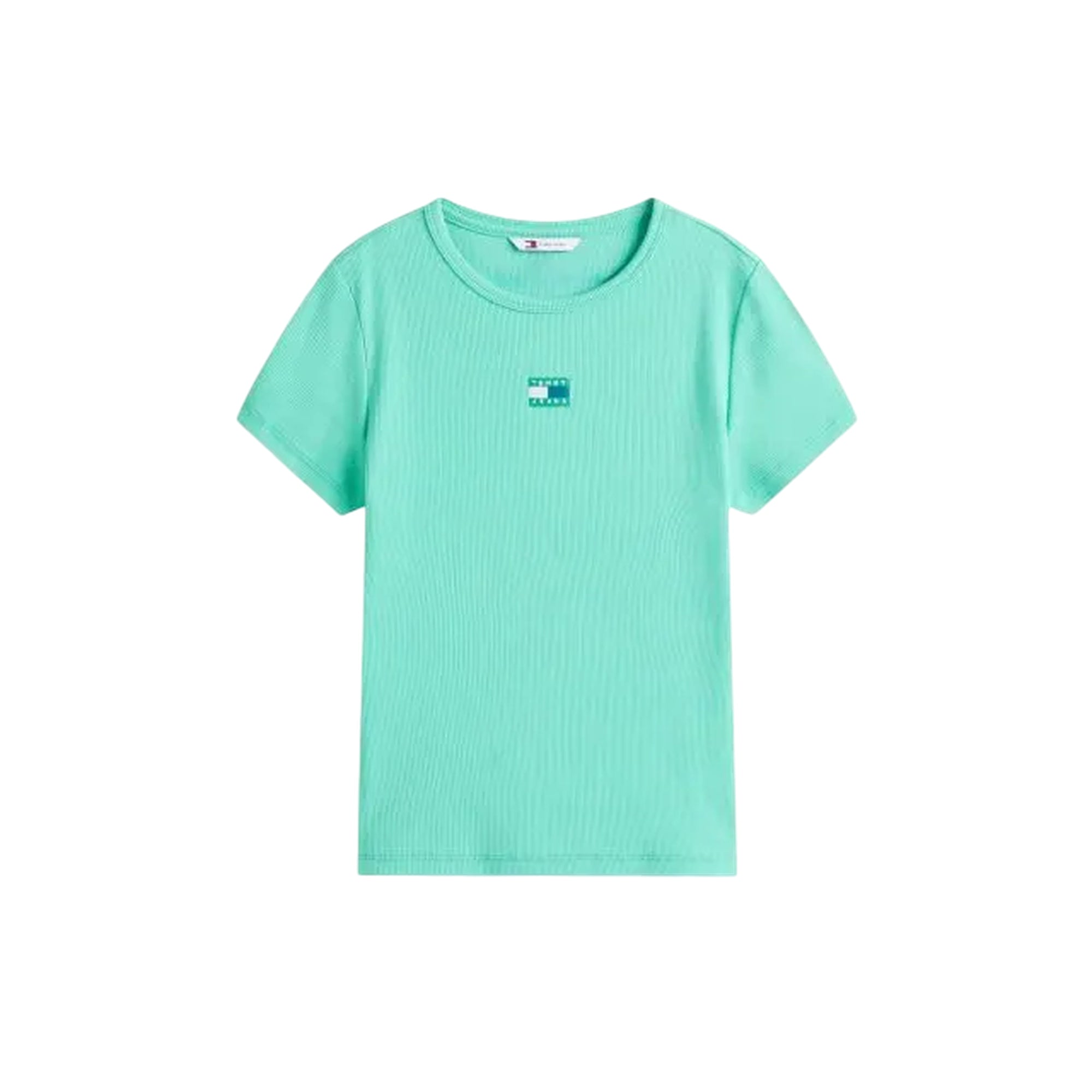 Acquista subito la T-shirt Donna, realizzata in puro cotone elasticizzato, trama a costine e scollatura a girocollo, firmata Tommy Hilfiger. Vieni a scoprire tutta la collezione su noisport.it