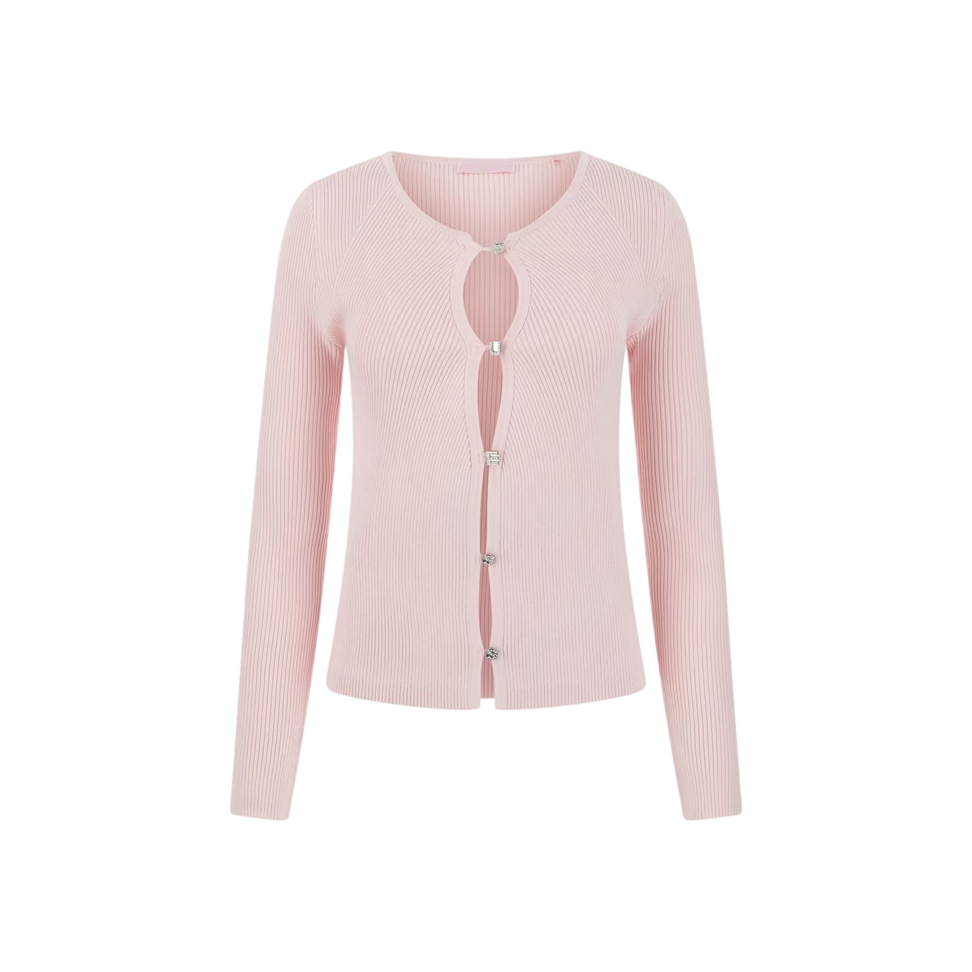 Cardigan donna con bottoni gioiello Rosa