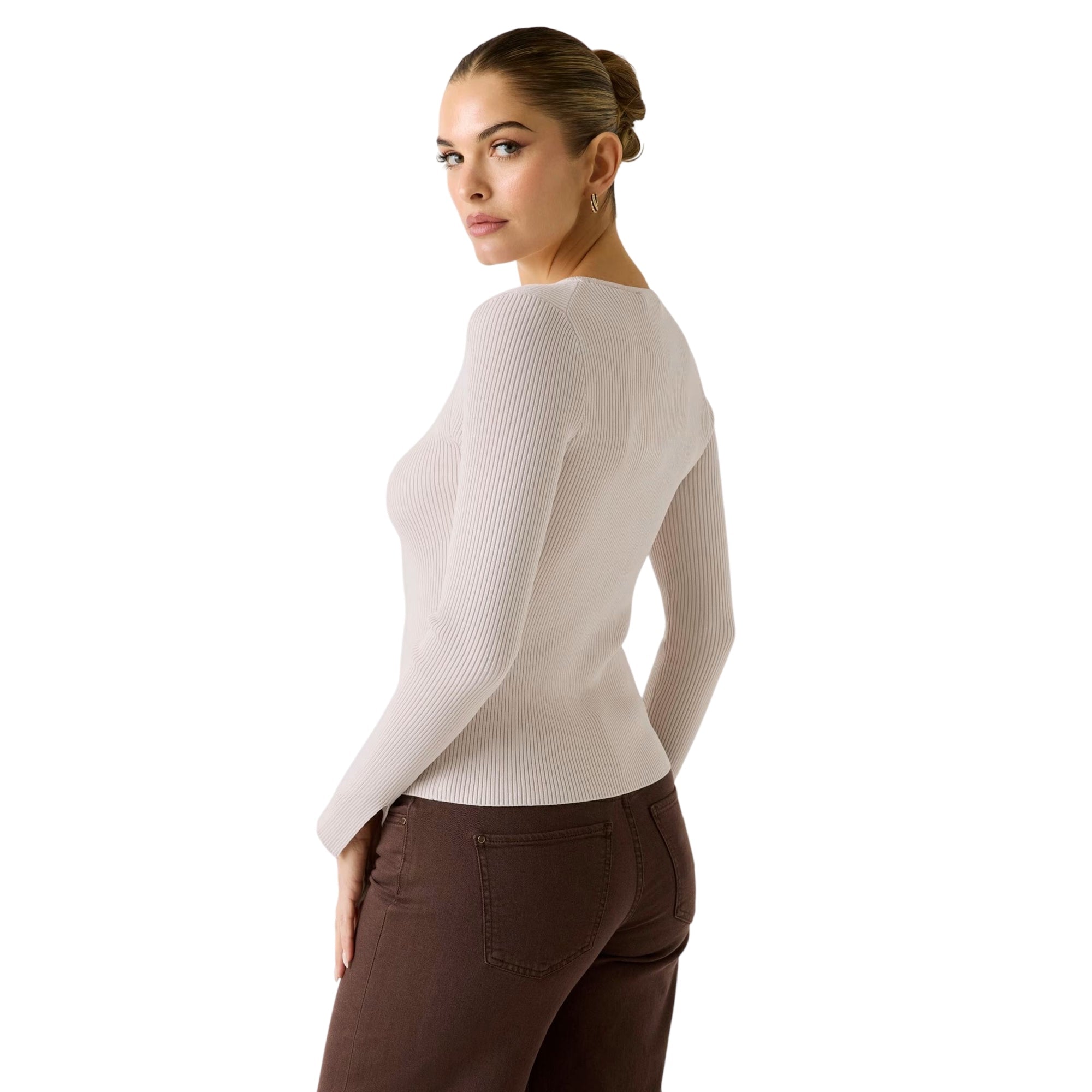 Cardigan donna con bottoni gioiello Bianco modello retro