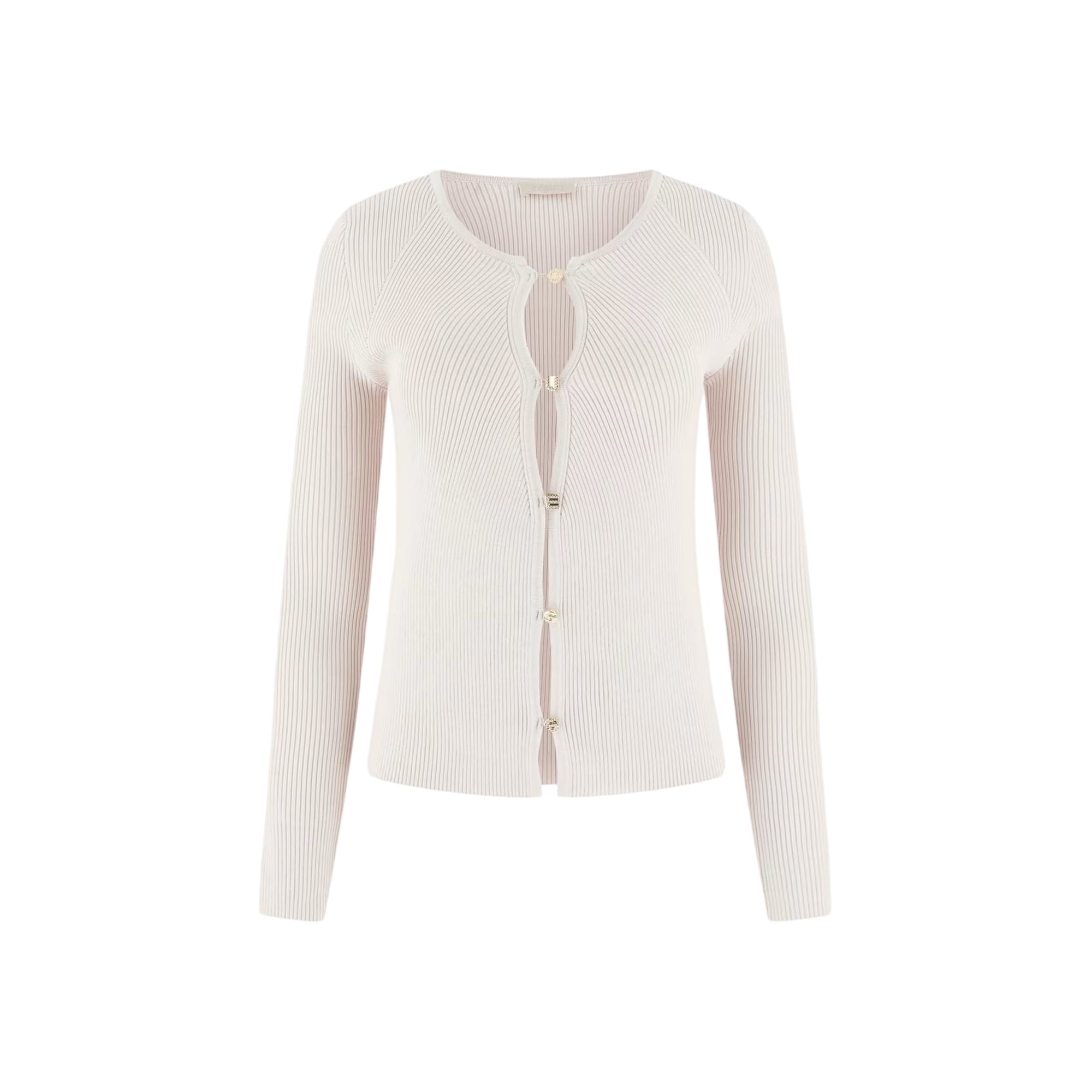 Cardigan donna con bottoni gioiello Bianco