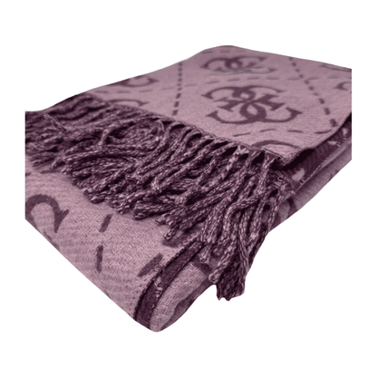 Sciarpa Donna con motivo logo, reversibile, con frange sul fondo