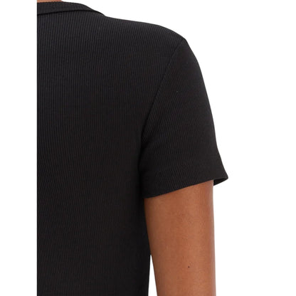 T-shirt donna con logo in strass Nero