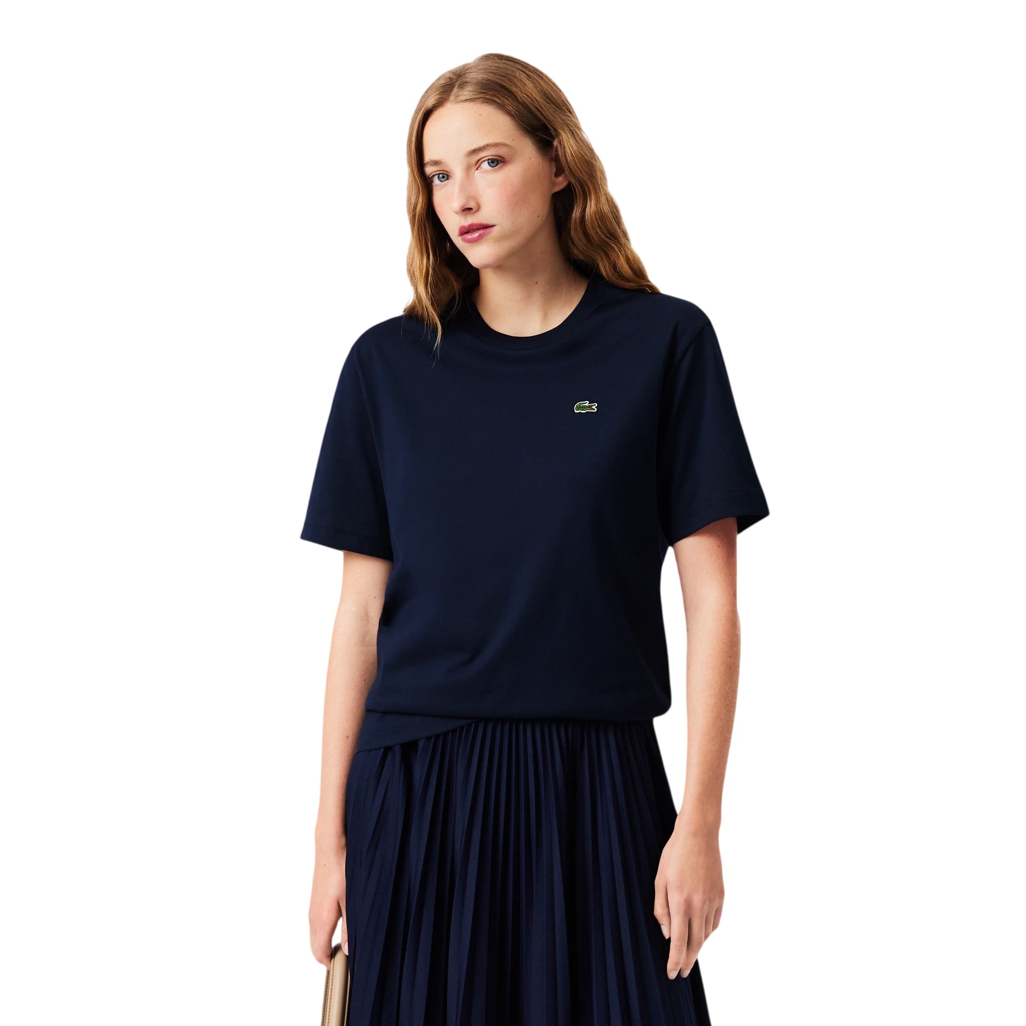 Polo blu navy oversize fit con logo ricamato