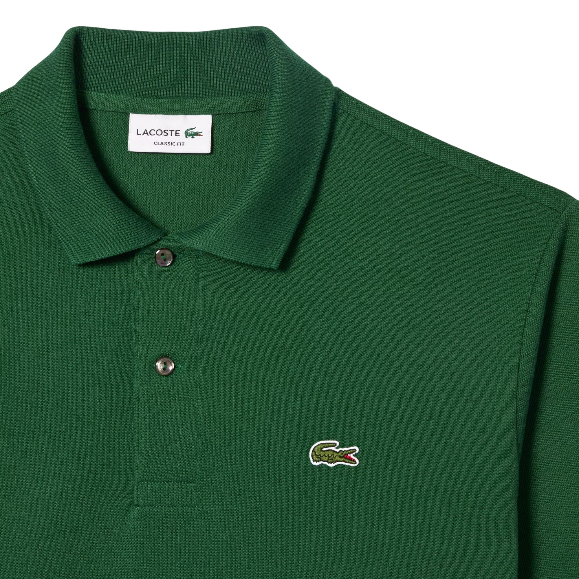 Polo Uomo in piquet di cotone verde dettaglio