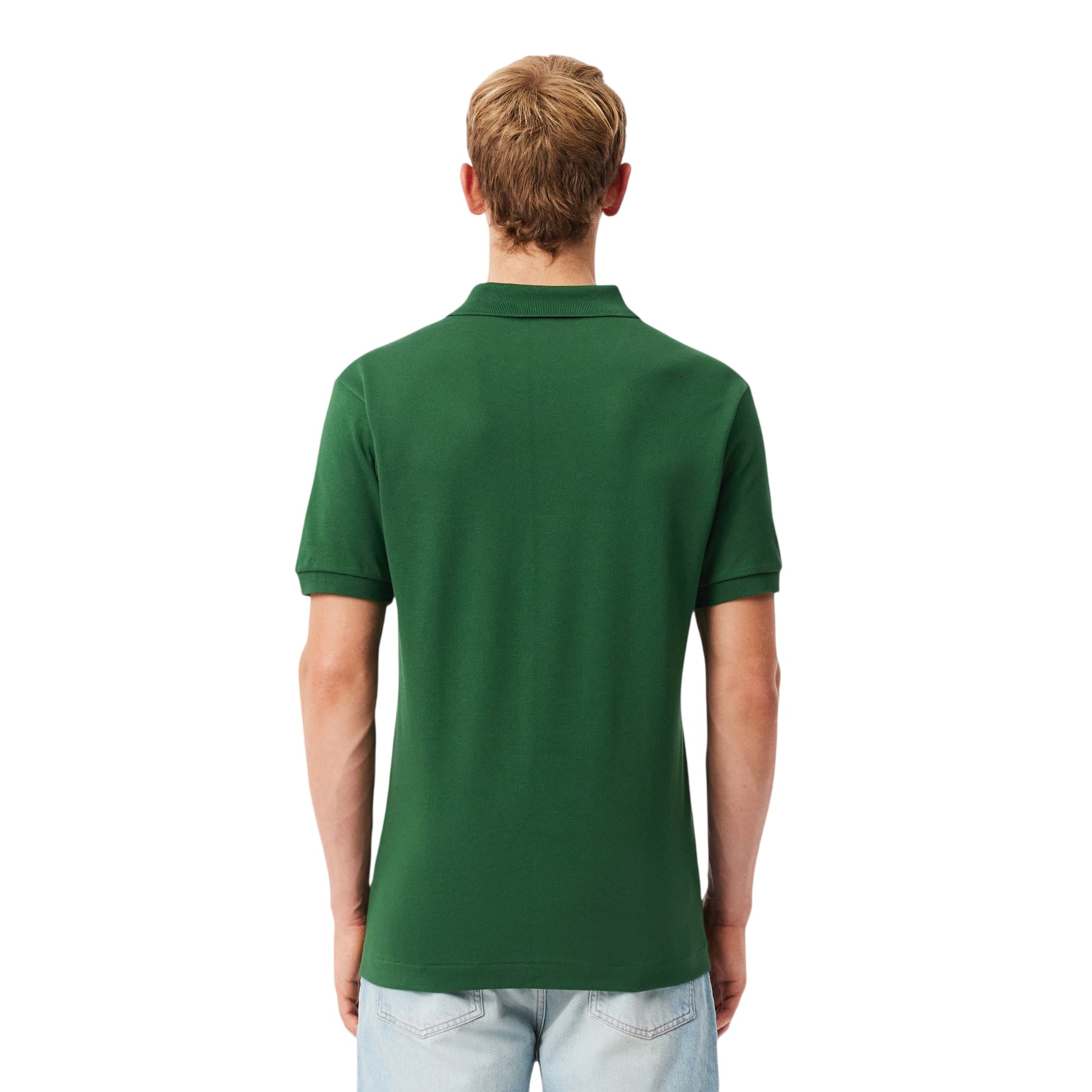 Polo Uomo in piquet di cotone verde modello retro