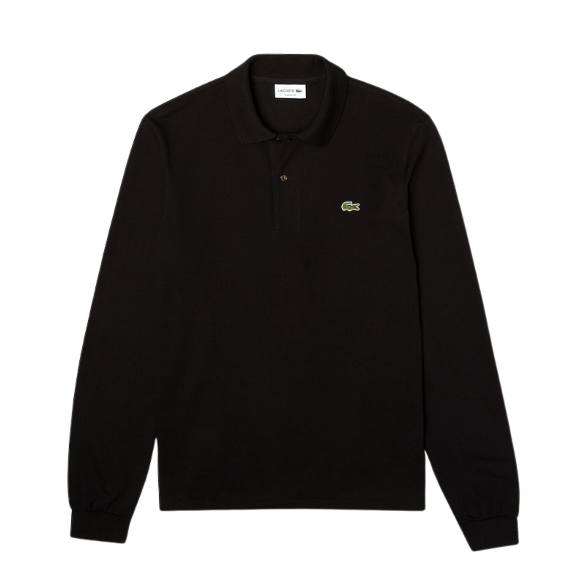 Polo Uomo in cotone nero a maniche lunghe