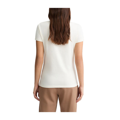 T-shirt Donna logo animalier con strass modella retro