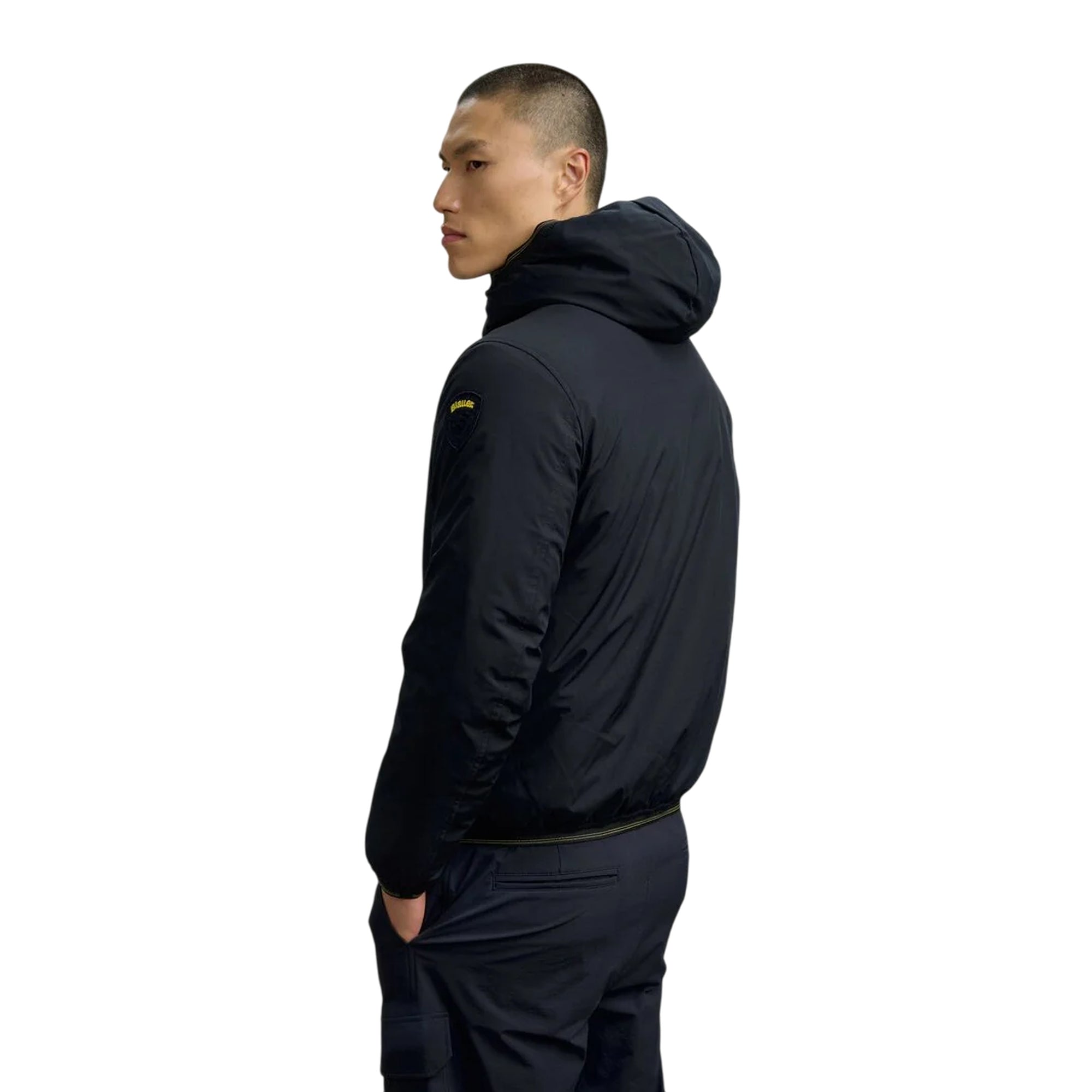 Piumino Uomo Derry in neoprene con taschino blu modello retro